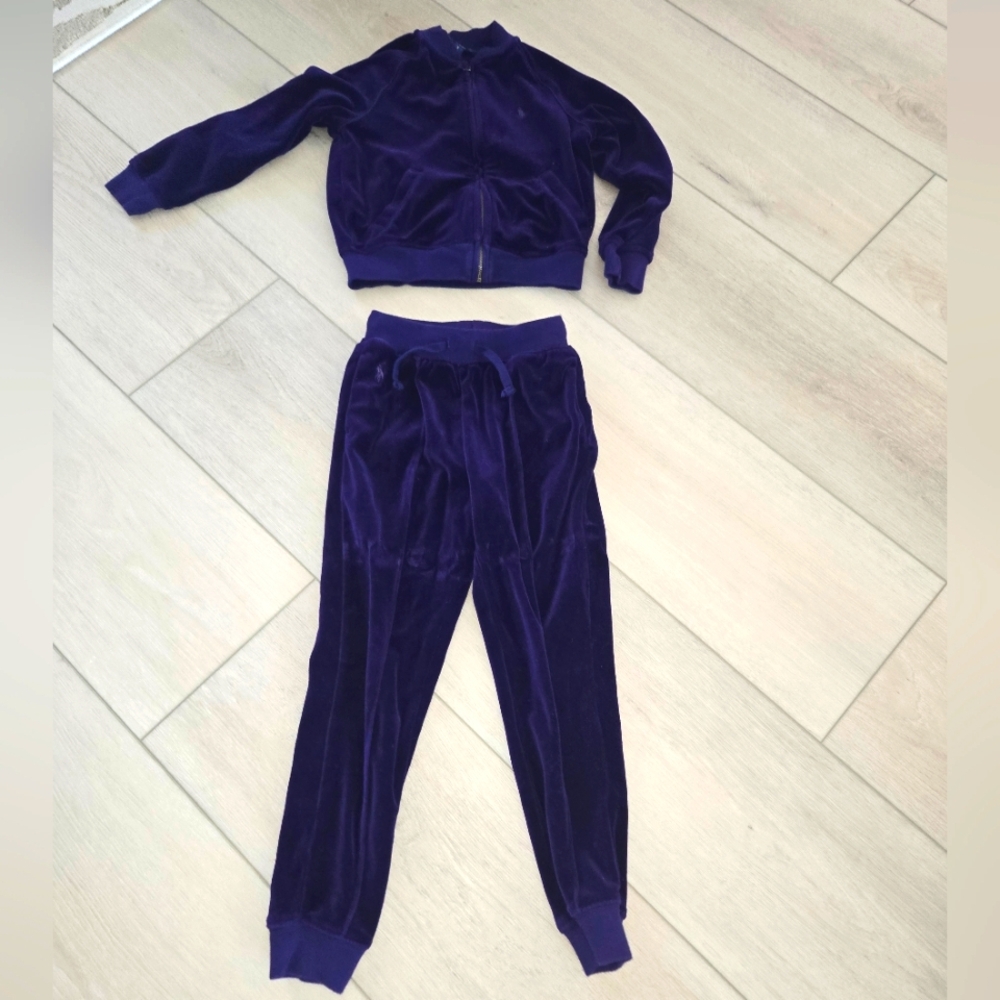 Polo by Ralph Lauren Purple Jogger Track Pants Purple Velour Size 6